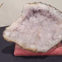 Amethyst Cluster with Wood Stand - Light Lavender