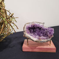 Amethyst Cluster, Cracked Geode Piece - Dark Purple