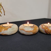 Onyx Tealight Candle Holder - Unique Colorations For Each One
