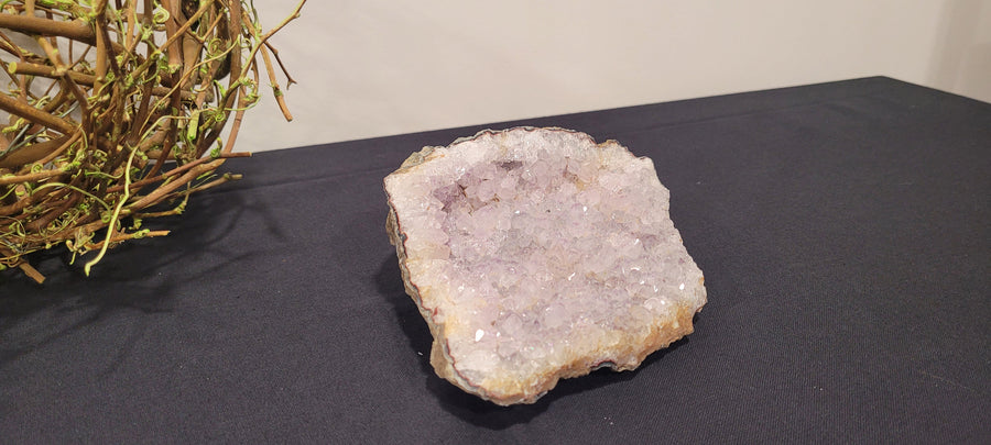 Amethyst Cluster with Wood Stand - Light Lavender